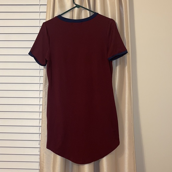 Burgundy/Navy Blue Varsity Fit Short Sleeved Dress - Picture 7 of 7